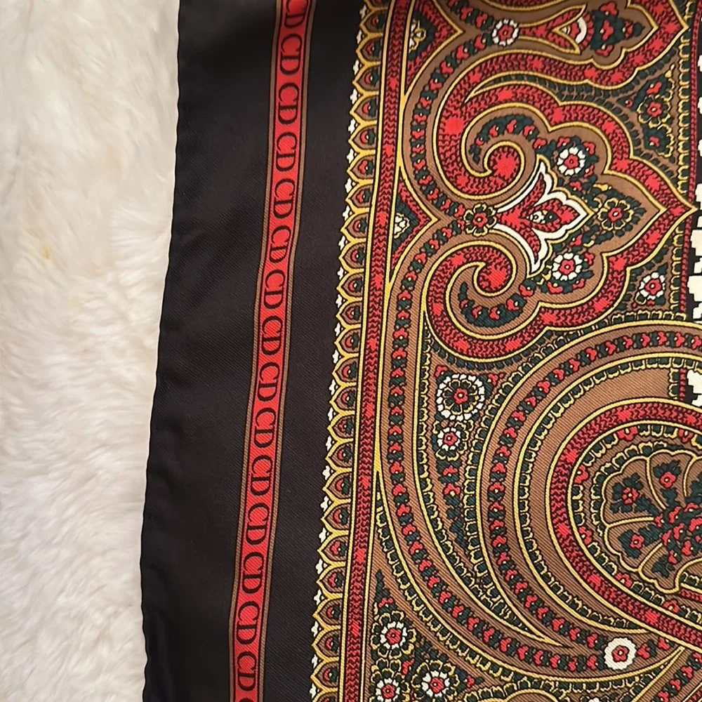 DIOR Christian Dior silk houndstooth scarf comes with Dior box/tissue Authentic